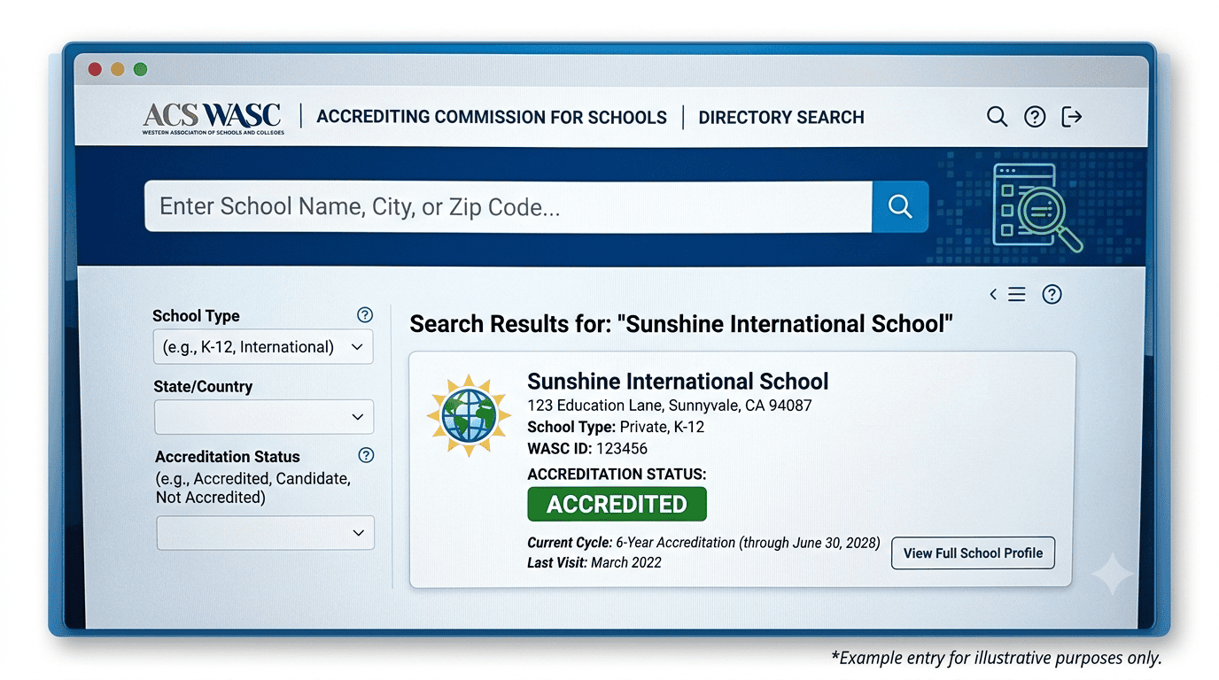 How to verify ACS WASC accreditation of an international school in Hanoi