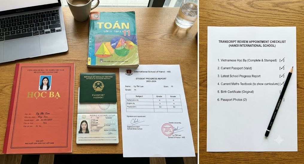 Documents to bring to an international school transcript review appointment in Hanoi